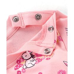 Babyhug Cotton Knit Full Sleeves Night Suit With Bunny Print - Pink