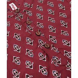 Babyhug Cotton Woven Full Sleeves Floral Printed Kurta Pyjama Set - Red