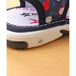 Cute Walk by Babyhug Sandals with Velcro Closure Floral Print with Applique - Blue