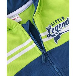 Babyhug Cotton Full Sleeves Cut & Sew SweatJacket with Zipper & Hood - Blue