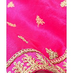 Babyhug Sleeveless Lehenga Choli And Dupatta Set With Floral Embroidered - Hot Pink
