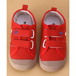 Cute Walk by Babyhug Solid Colour Casual Shoes with Velcro Closure - Red