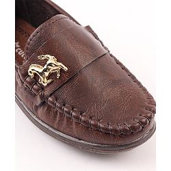 Cute Walk by Babyhug Slip On Loafers with Horse Applique - Dark Brown