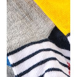 Cute Walk by Babyhug Anti Bacterial Ankle Length Non Terry Socks Strips Pack of 7 - Red Blue & White