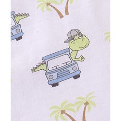 Babyhug 100% Cotton Sleeveless Sando Striped & Dino Print Pack of 3 - Yellow White & Green