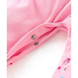 Babyhug Interlock Cotton Full Sleeves Footed Sleepsuit Birds & Floral Print - Pink