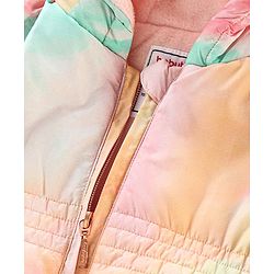 Babyhug Full Sleeves Hooded & Padded Jacket Tie Dye Print- Pink