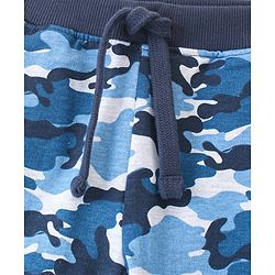 Babyhug Cotton Looper Full Length Track Pants Camouflage Print - Blue