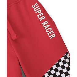 Babyhug Cotton Looper Knit Full Length Track Pants Checker Print - Red