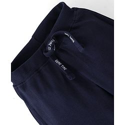 Babyhug Cotton Looper Full Length Lounge Pant Color Block & Text Printed - Grey & Navy Blue