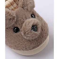 Cute Walk by Babyhug Fur Bear Face Applique Winter Booties - Beige
