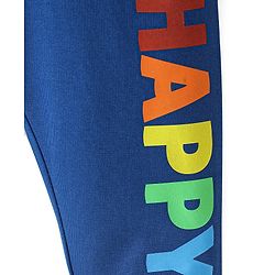 Babyhug Cotton Looper Knit Full Length Lounge Pant Text Printed - Navy Blue