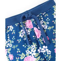 Babyhug Cotton Looper Knit Full Length Lounge Pant Floral Print - Navy Blue