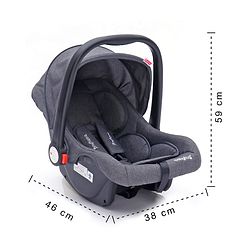 Babyhug Amber Ace Car Seat Cum Carry Cot With Mosquito Net with 1 Year Warranty - Grey| Rocker & Feeding Chair| Adjustable Handle Position| Safety Harness| Removable Canopy & Mosquito Net| Soft Padded Cushion| Removable & Washable Seat Cover