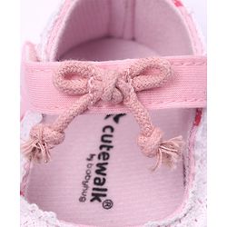 Cute Walk by Babyhug Booties With Velcro Closure & Polka Dot Print- Pink