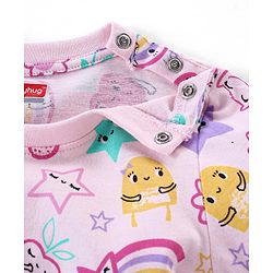 Babyhug Cotton Knit Full Sleeves Night Suit With Fruits Print - Pink