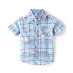 Babyhug Cotton Woven Half Sleeves Checked Shirt - Blue