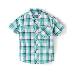 Babyhug Cotton Woven Half Sleeves Checked Shirt - Green