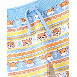 Babyhug Cotton Looper Knit Full Length Lounge Pant Bear Printed - Blue