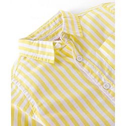 Babyhug 100% Cotton Woven Half Sleeves Striped Shirt - Yellow