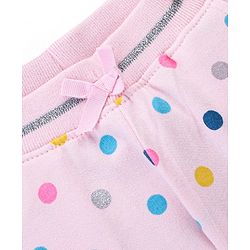 Babyhug Cotton Looper Knit Full Length Lounge Pant Polka Dots Printed - Pink