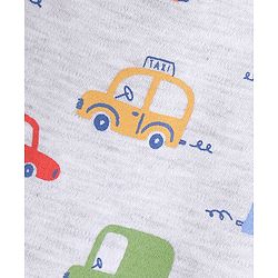 Babyhug Cotton Antibacterial Vest With Car Print Pack of 3 - Red Grey & White