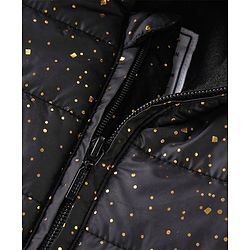 Babyhug Woven Full Sleeves Jacket With Hood & Bow Applique - Black