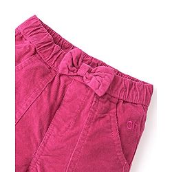 Babyhug Cotton Woven Full Length Solid Colour Stretchable Corduroy Pants - Dark Pink