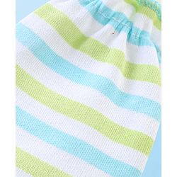 Babyhug 100% Cotton Knit Stripes Mittens and Booties - Green