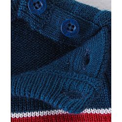 Babyhug Knitted Full Sleeves Sweater Set Striped Design - Navy Blue
