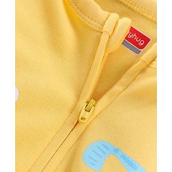 Babyhug Cotton Interlock Full Sleeves Footed Sleepsuit Crane Print - Yellow