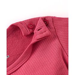 Babyhug Cotton Full Sleeves Pullover Vest & Pant Solid Color Thermal Wear - Coral