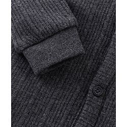 Babyhug Cotton Full Sleeves Front Open Thermal Vest And Leggings- Dark Grey