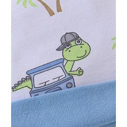 Babyhug 100% Cotton Knit Dino Printed Cap White - Diameter 11 cm