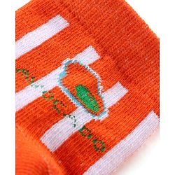 Cute Walk by Babyhug Anti Bacterial Ankle Length Non Terry Socks Avocado Design Pack of 3 - Yellow & Orange
