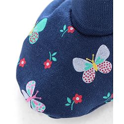 Babyhug 100% Cotton Cap Mittens & Booties Butterfly Print - Navy Blue
