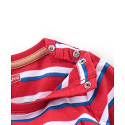 Babyhug 100% Cotton Knit to Knit Full Sleeves Stripes T-Shirt and Trouser-Maroon & Brown