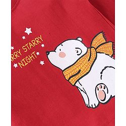 Babyhug 100% Cotton Full Sleeves Night Suit With Polar Bear Print - Red