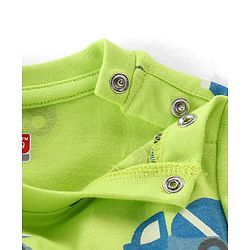Babyhug Cotton Knit Full Sleeves Trucks Printed Night Suit - Green