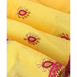 Babyhug Woven Sleeveless Choli & Lehenga Set with Dupatta & Floral Embroidery - Pink & Yellow