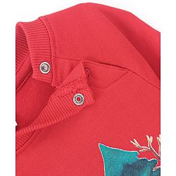 Babyhug Cotton Knit Full Sleeves Sweatshirt with Penguin Graphics Design - Red