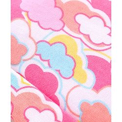 Babyhug 100% Cotton Cap Mittens And Booties With Cloud Print Pink - Diameter 9.5 cm
