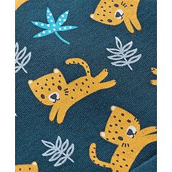 Babyhug 100% Cotton Knit Leopard Printed Cap Mittens & Booties Set - Green