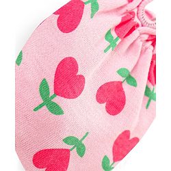 Babyhug 100% Cotton Knit Floral Printed Mittens & Booties Set - Pink