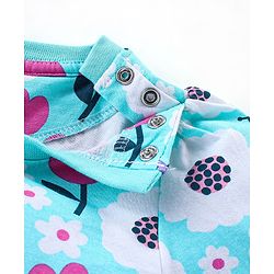 Babyhug Cotton Knit Single Jersey Full Sleeves Night Suit With Floral Print - Blue