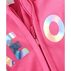 Babyhug Cotton Knit Full Sleeves Hooded Sweat Jacket with Zipper & Kitty Design - Pink