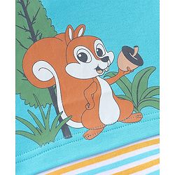 Babyhug 100% Cotton Knit Full Sleeves Onesie Squirrel Print - Blue