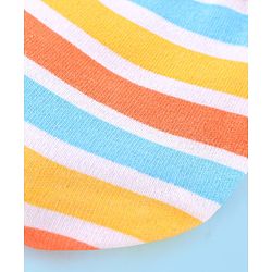 Babyhug 100% Cotton Cap Mittens And Booties Striped - Yellow