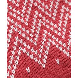 Babyhug 100% Organic Cotton Knit Pom Pom Cap With Mitten Chevron Print - Red