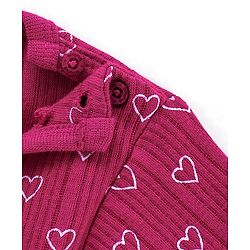 Babyhug Cotton Full Sleeves Vest Pullover & Bottom Thermal Wear Combo Heart Print Pack Of 3 - Purple